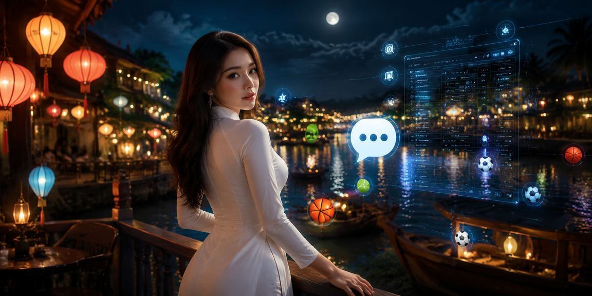 Người chơi cá cược thể thao tại Hội An trong trang phục áo dài truyền thống